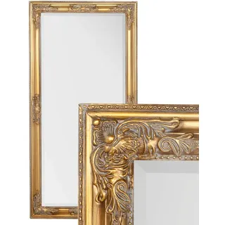 LEBENSwohnART Exklusiver Wandspiegel BESSA Gold antik 130x70cm barock Design Spiegel pompös Holzrahmen