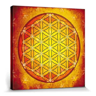 1art1 Mandalas Poster Die Blume des Lebens, Element Feuer Bilder Leinwand-Bild Auf Keilrahmen | XXL-Wandbild Poster Kunstdruck Als Leinwandbild 70x70 cm