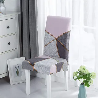 Universal Stuhlhussen Set Stuhlbezug Sitz Stretch Beschützer, Treer Geometrie Abnehmbare Waschbar Stretch Stuhlhussen Für Stuhl Esszimmer Party Bankett Stuhldekoration (Rosa,4 er Set)