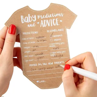 Kate Aspen Baby Vorhersagekarten für Babyparty/Ratschläge/Babyparty Dekorationen (Set mit 50 Stück), Einheitsgröße, Kraftpapier, weiß, 28440NA