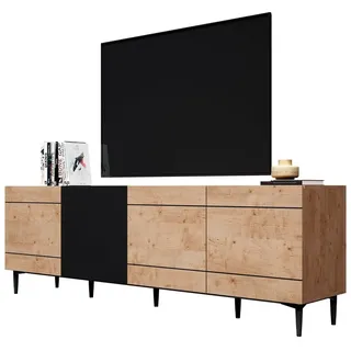 Newroom Sideboard Wildeiche 200 cm, Wildeiche Sideboard Vintage Industrial Highboard Anrichte Wohnzimmer braun
