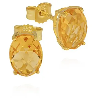 NKlaus Paar Ohrstecker Paar Ohrstecker 333 Gelbgold 8 Karat 8x6mm mit echt Citrin Damen Goldo