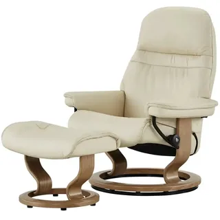 Stressless Relaxsessel mit Hocker creme - Leder Sunrise M ¦ creme ¦ Maße (cm): B: 79 H: 103 T: 73.0
