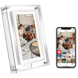 PiPivision 5 Zoll Acryl Digitaler Bilderrahmen mit HD Touchscreen 32GB Interner Speicher mit Auto-Rotation Frameo APP