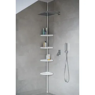 KS Handel BADREGAL TELESKOPREGAL 4 BÖDEN WEISS 70-290 CM LANG ECKREGAL DUSCHABLAGE DUSCHREGAL