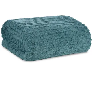 Design91 Decke Lisa Warme Wohndecke Sesseldecke Tagesdecke Weiche Sofadecke Überwurf Kuschelige Couchdecke (Türkis, 70x160 cm)