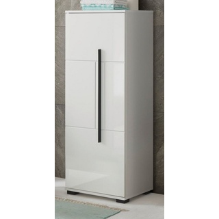 IMV Midischrank Design-D (Badschrank in weiß Hochglanz, 45 x 120 cm) mit viel Stauraum weiß