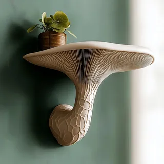 Pilz-inspiriertes schwebendes Wandregal | 3D-gedrucktes Bio-Dekor von der Natur inspirierter Heimakzent | Wandmontierte Pilz-ästhetische Dekoration