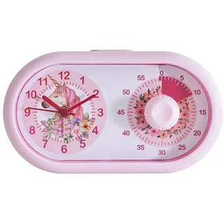 K&L Wall Art Tischuhr Rosa Tischwecker Mädchen Wecker Einhorn Alarmuhr visueller Timer rosa