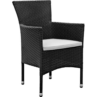 METRO Professional Sessel Noelani, PE-Rattan / Stahl, 58 x 63 x 87 cm, mit Kissen, stapelbar, schwarz / silber