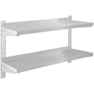 Royal Catering Wandbord 2 Ablagen Edelstahl 80 x 30 cm