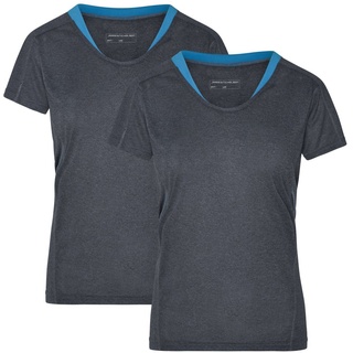 James & Nicholson Laufshirt Doppelpack Damen Kurzarm Laufshirt Running T-Shirt JN471 (Doppelpack, 2 Stück) Atmungsaktiv und Feuchtigkeitsregulierend grau XXL