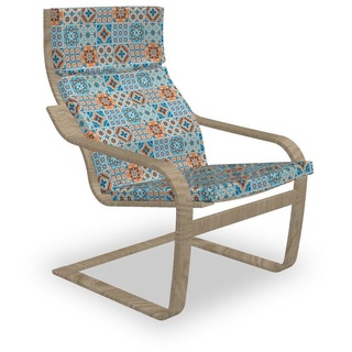 Abakuhaus Stuhlkissen Sitzkissen mit Stuhlkissen mit Hakenschlaufe und Reißverschluss, marokkanisch Ornament blau|orange