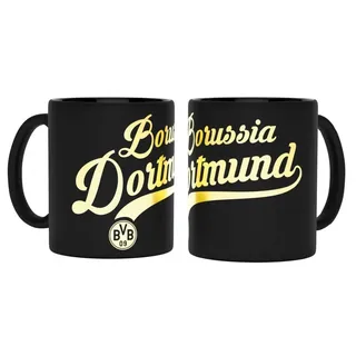 Borussia Dortmund Tasse - Metallic Schriftzug - Kaffeetasse Becher BVB 09
