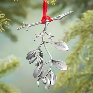 Cathedral Art Mistelzweig (Abbey & CA Geschenk) Ornament - Hängende Ornamente - Silber - Glas - Weihnachtsschmuck - Weihnachten, Jahrestag