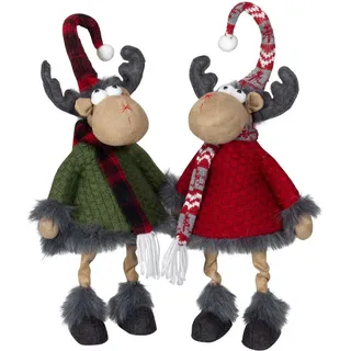 Elch 45cm(55cm) Wackelnder Elch 2 Stück Weihnachtliche Dekofigur Hirsch wackelt