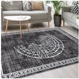 Mazovia Designteppich Modern Teppich Kurzflor Wohnzimmerteppich Robust und pflegeleicht GRAU, 160 x 220 cm, Fußbodenheizung,Allergiker geeignet,Farbecht,Pflegeleicht,Geometrisch grau 160 x 220 cm