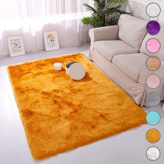 SODKK Runder Teppich Orange Klein Teppich 80x150cm, Flauschig Weiche Antistatisch für Wohnzimmer flauschig Bettvorleger Schlafzimmer Outdoor