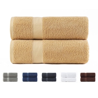 Todocama 2er Set Duschtücher, 100% Baumwolle, 550 g/m2, extra weich, saugfähig und schnell trocknend, Maße 70 x 140 cm, Farbe: Beige.