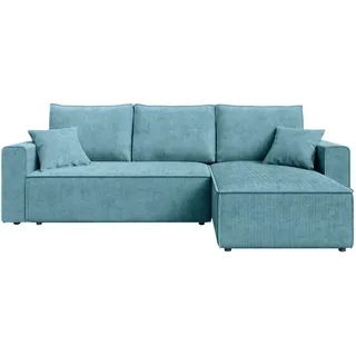 Carryhome Ecksofa, Türkis, Kunststoff, 3-Sitzer, Füllung: Schaumstoffflocken,Schaumstoffflocken, Ottomane rechts, seitenverkehrt montierbar, L-Form, 232x143 cm, Liegefunktion, Schlafen auf Sitzhöhe, Rücken echt, haustierfreundlicher Bezug, Wohnzimmer, Sofas & Couches, Wohnlandschaften, Ecksofas