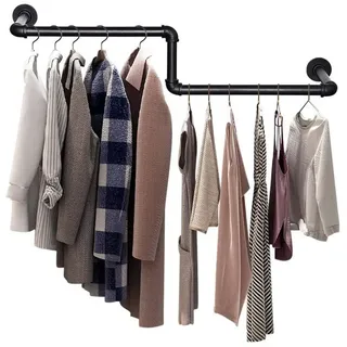 JEOBEST Kleiderstange Kleiderständer für die Wand, Kleidergestell, (1 St), Garderobenstange 100cm, Z-Form, Industrial schwarz