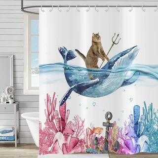 Duschvorhang Funny Cat 180 x 180 cm, Wasserdicht Polyester, fuer Kinder