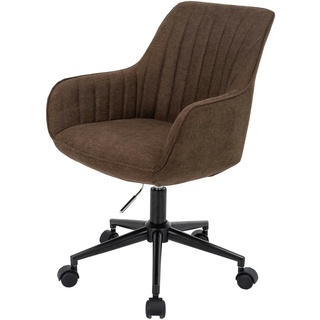 Mendler Bürostuhl HWC-J62, Drehstuhl Schreibtischstuhl Lehnstuhl, Stoff/Textil mit Armlehne ~ braun