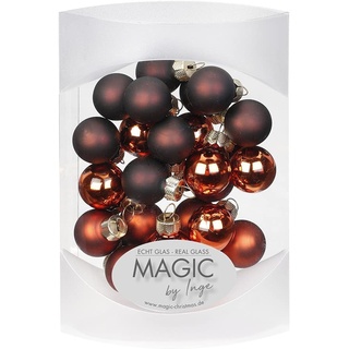 MAGIC 25 STK. Weihnachtskugel 2cm Glas Weihnachtsschmuck Weihnachtsdeko Deko Box (Shiny Chestnut ( orange braun ))