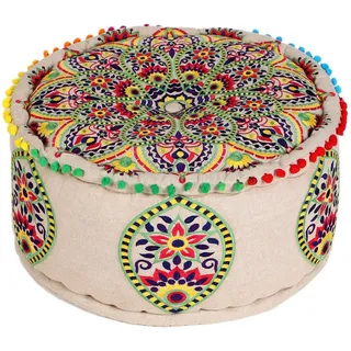 Marrakesch Orient & Mediterran Interior Pouf Orientalische Deko Pouf Hocker Bodenkissen Hakika 50cm bunt (1-St), Handarbeit bunt