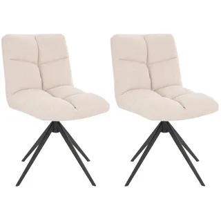Home Deluxe Esszimmerstuhl NODA Cord Creme 2er Set