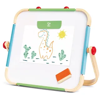 Hape Mobiles Atelier - für kleine Entdecker, magnetisches Whiteboard und Kreidetafel Doppel-Staffelei mit Zubehör, Lern- und Kreativset, Zeichentafel mit Zubehör, für Kinder ab 3 Jahren