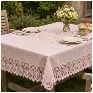 SCHÖNER LEBEN. Tischdecke Tischdecke Outdoor Häkelspitze Amira altrosa 137x180cm rosa