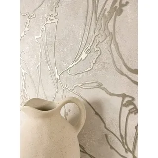Newroom Vliestapete Fozia Beige Tapete Mustertapete Grafik,Linien,Leicht glänzend, Beige Tapete Modern Grafik - Glanztapete Abstrakt Hellgrau Gold Grafisch 3D Optik Linien Leicht glänzend für Wohnzimmer Schlafzimmer Küche, Glanztapete beige