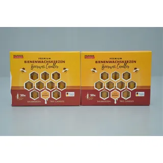 2x BRUBAKER 20er Pack 10% Bienenwachskerzen 12mmØx9,5cm