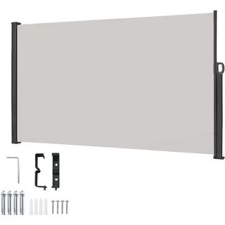 VA-Cerulean Seitenmarkise ausziehbar, Sichtschutz Balkon, Sonnenschutz UV-Beständig, Einstellbar Breite Windschutz Terrasse für Zaun Garten, 1,6 * 3m Hellgrau