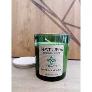 Duftkerze aus Glas mit Deckel, Kerze, Deko, Manuka Honig 100% natürliches Wachs Nature Health Honey Made in Germany