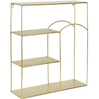 HOME DECO FACTORY Wandregal 3 Ebenen aus Eisen Funktional Gold | Eisen, Wandregal, 3 Ebenen, Wohnzimmer Schlafzimmer Flur, elegant und funktional, zu befestigen, 40x45x12 cm, Gold