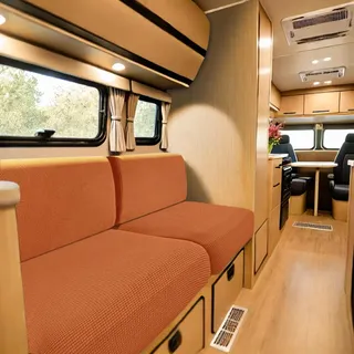 SYLC Bezüge Für Wohnwagenpolster Jacquard, rutschfeste Wohnmobil Sitzbezüge Mit 2 Cord, Sofa Sitzkissenbezug Für Schonbezug Wohnwagen Polster (Orange,W 94-122 cm, D 26-40 cm)