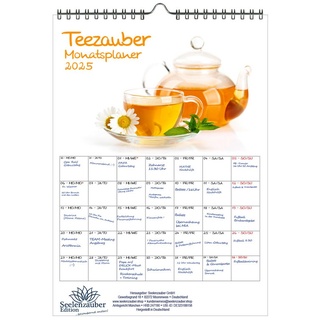 Seelenzauber Wandkalender Teezauber Wand- Planer Kalender für 2025 DIN A4 Tee weiß