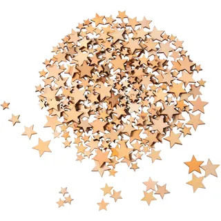 200 Stück Holzsterne zum Basteln Streudeko Weihnachten Holzsterne Holz Sterne Klein Tischdeko Streudeko Mini Stern Deko für Hochzeit Handwerk Making DIY, Gemischt 4 Größen