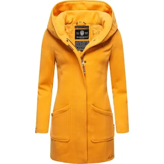 Wintermantel MARIKOO "Maikoo" Gr. S (36), gelb Damen Mäntel Wintermäntel hochwertiger Mantel mit großer Kapuze