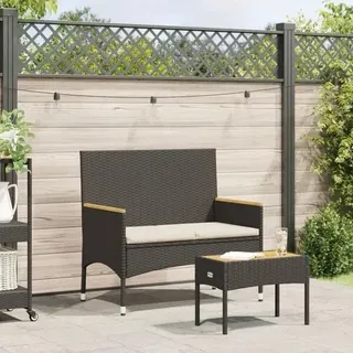 vidaXL Gartenbank 2-Sitzer mit Kissen und Tisch 110 x 60 x 85 cm Schwarz