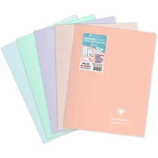 Clairefontaine 984481C - Heft / Notizbuch Koverbook, DIN A4+, 24x32 cm, 24 Blatt 90g, französische Lineatur Seyès, Einband aus transparentem Polypropylen, farbig sortiert, 1 Stück