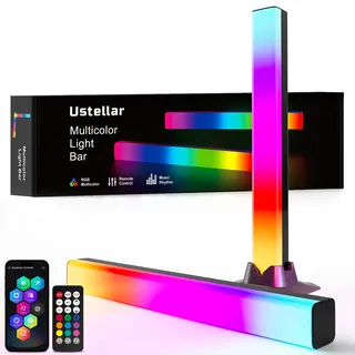 Ustellar Smart LED Lightbar, 42cm RGB IC Lightbar, TV Hintergrundbeleuchtung für 45-70 Zoll, USB Betrieben Ambient Lampe, Musik Sync Steuerbar über App und Fernsteuerung für Gaming, TV, Zimmer Deko
