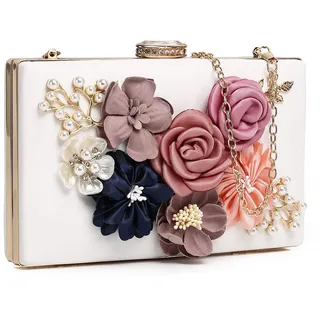 Fannos Clutch Damen Blumen Abendtasche Brautbeutel Portemonnaie Brauttasche Hochzeit Tasche Braut Handtasche Mit Kette