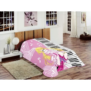 Decke Kinderdecke Spieldecke Kuscheldecke Tagesdecke Prinzessin Piano rosa pink Größe 155x215 cm