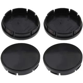 4 Nabenkappen Ø 56,0 mm - 52,0 mm / gewölbt umrandet schwarz