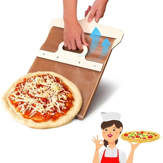 Sliding Pizza Peel,Schiebe Pizzaschaufel,Verschiebbarer Pizzaschieber mit Griff(40 * 30cm),Antihaftbeschichtete Pizzaschaufel zum Backen von Pizza und Brot