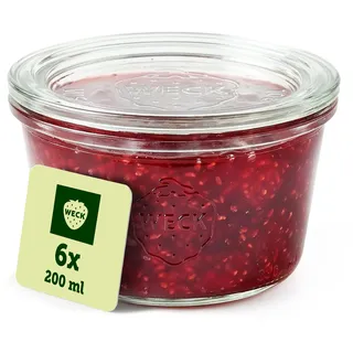 Weck Gläser 200ml Schalen– 6er Set mit Deckeln – Sturzform – robuste, stapelbare Dessertgläser, Einkoch- & Einmachgläser – klein – Weckglas ideal für Nachtisch