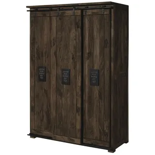 MASSIVMOEBEL24.DE Kleiderschrank Mango 140 x 200 x 65 cm Grau